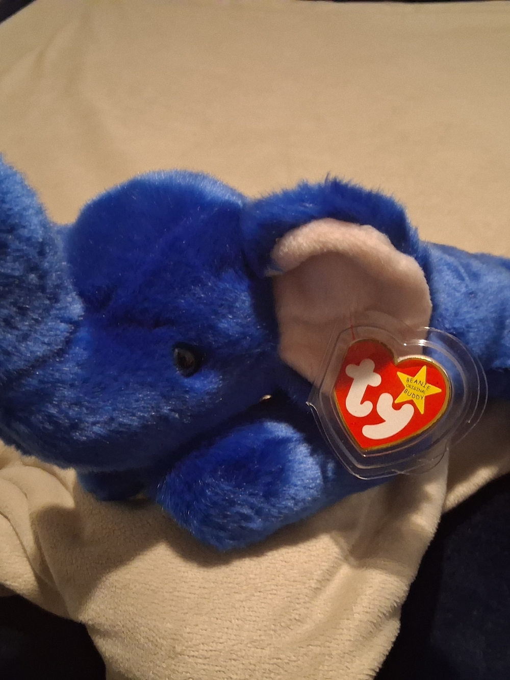 VTG Royal Blue Elephant Ty Beanie Buddies 1998 Plush Peanut 15” Super Soft